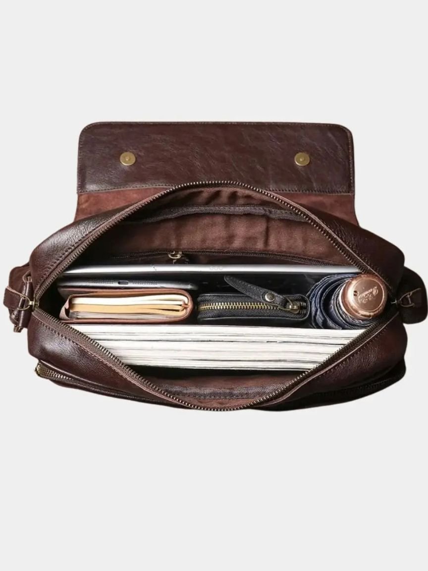 Finley & Family Timeless Leather Messenger Bag