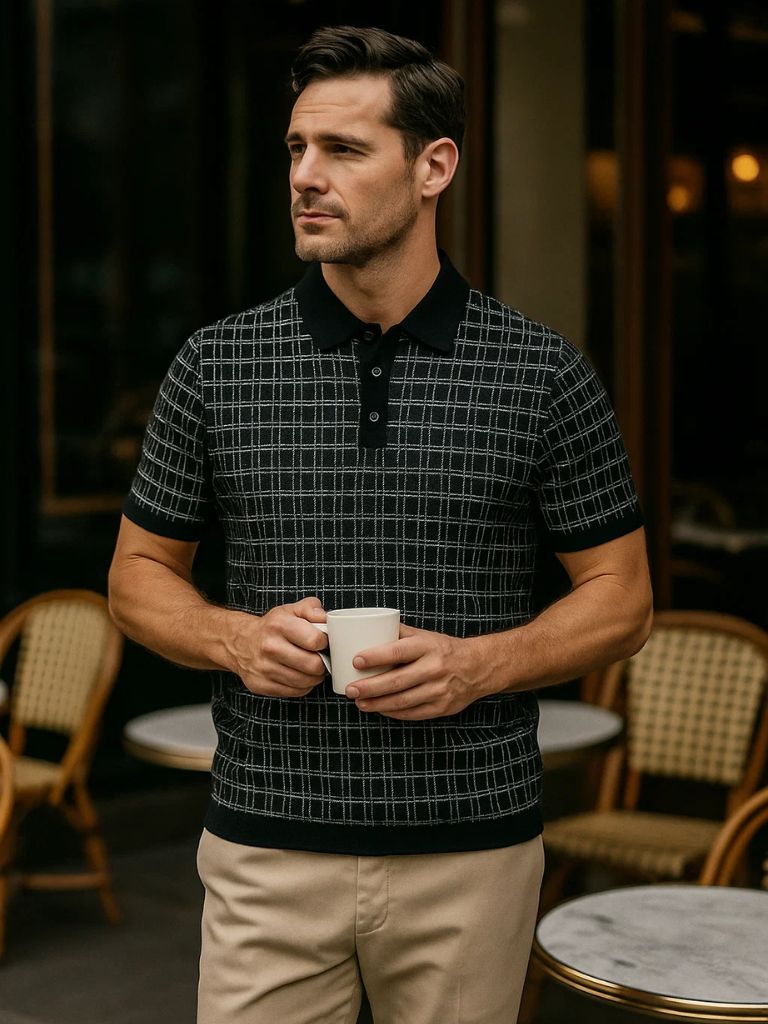Classic Black Knit Polo - Finley & Family