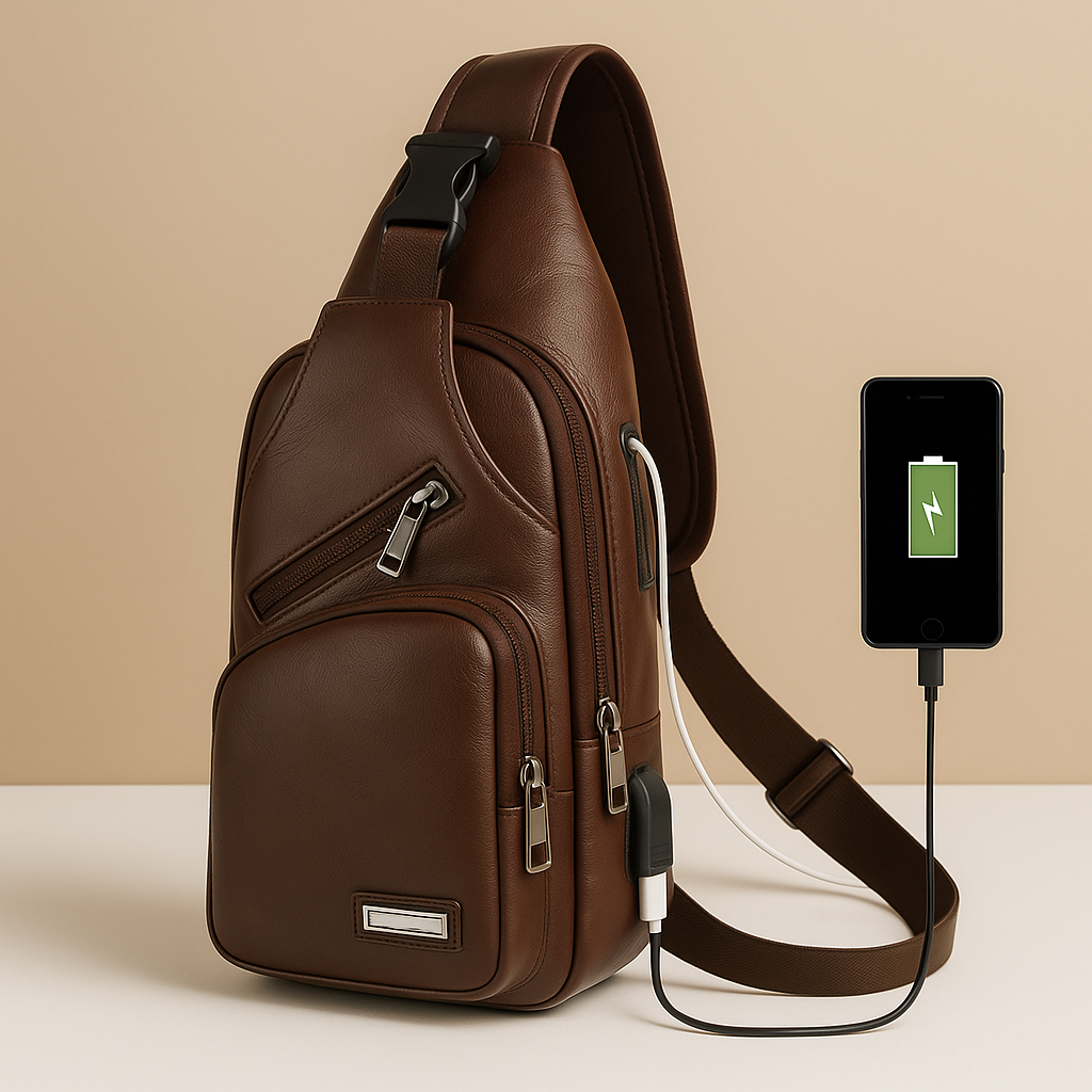 Classy leather anti-theft crossbody bag for men | Declan