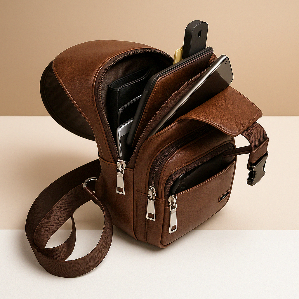 Classy leather anti-theft crossbody bag for men | Declan