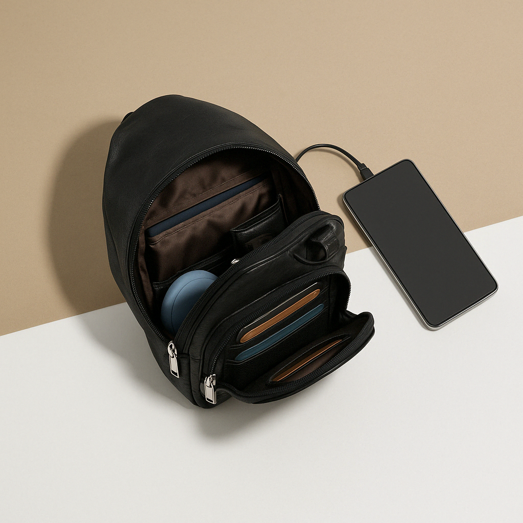 Classy leather anti-theft crossbody bag for men | Declan