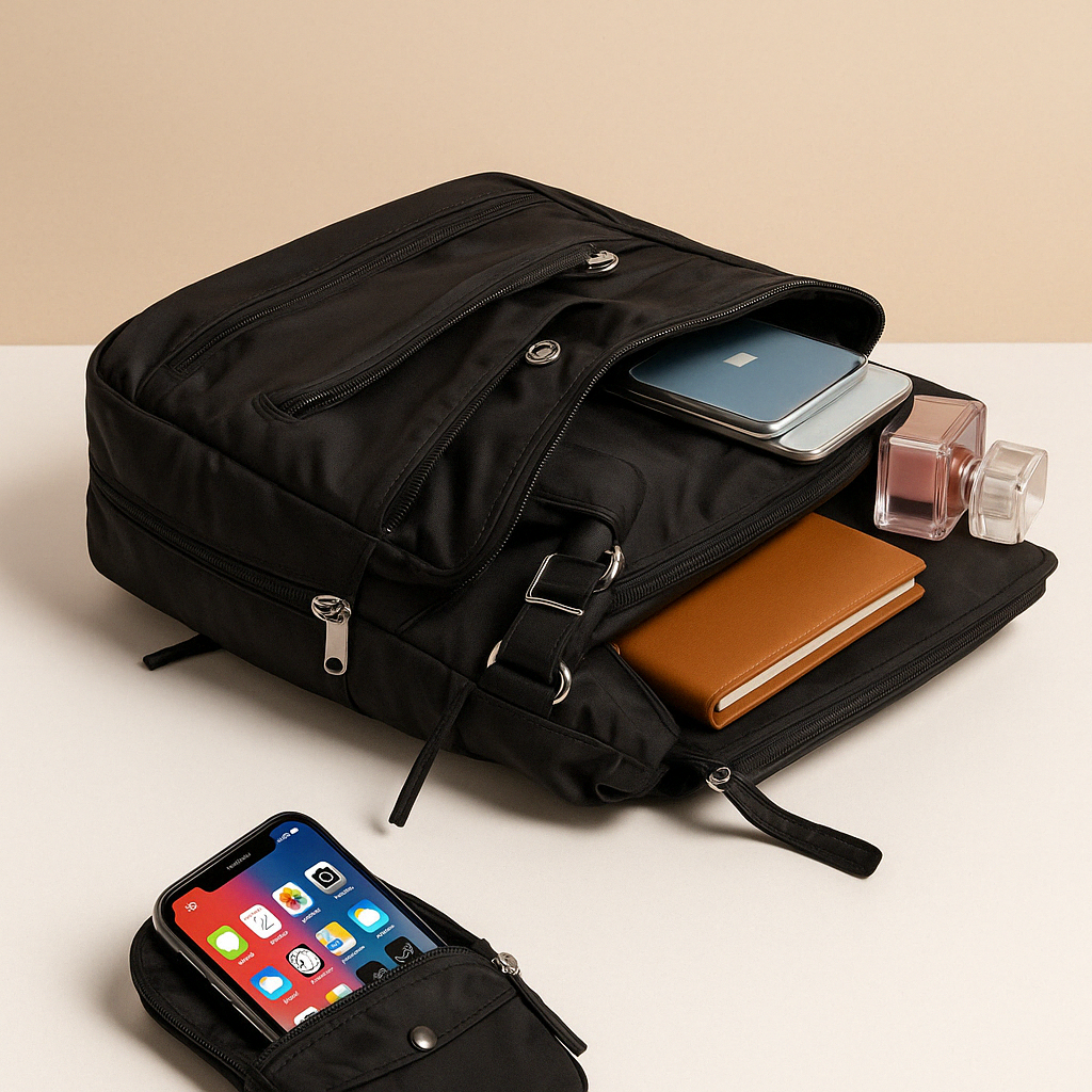 Convertible anti-theft leather shoulder bag with pockets for women | Brielle