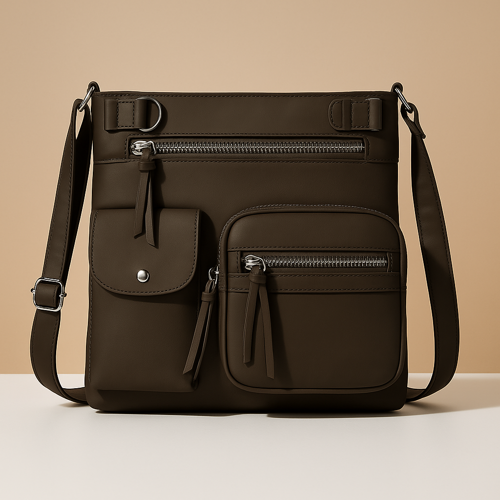 Convertible anti-theft leather shoulder bag with pockets for women | Brielle