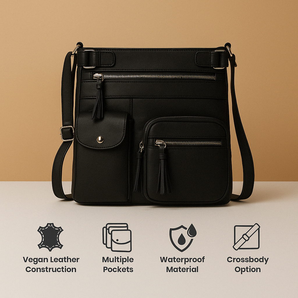 Convertible anti-theft leather shoulder bag with pockets for women | Brielle