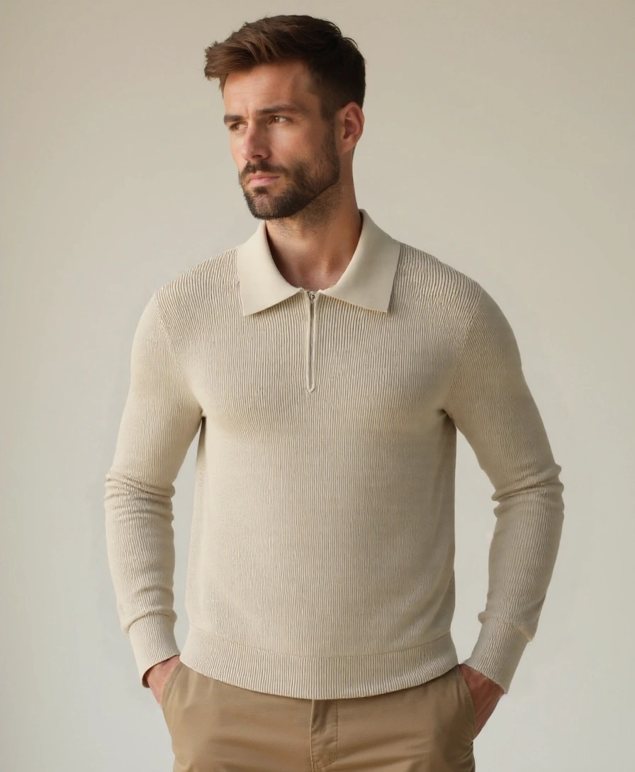 Essential Sweater with Zipped Polo - Finley & Family