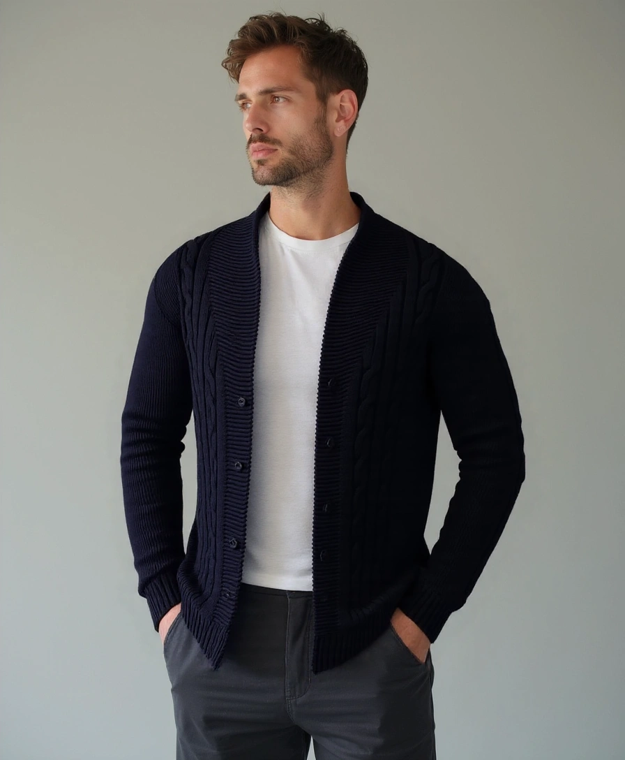 Elegant Knitted Cardigan for Men - Finley & Family