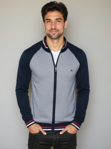 High-Zip Colour Block Cardigan - Finley & Family