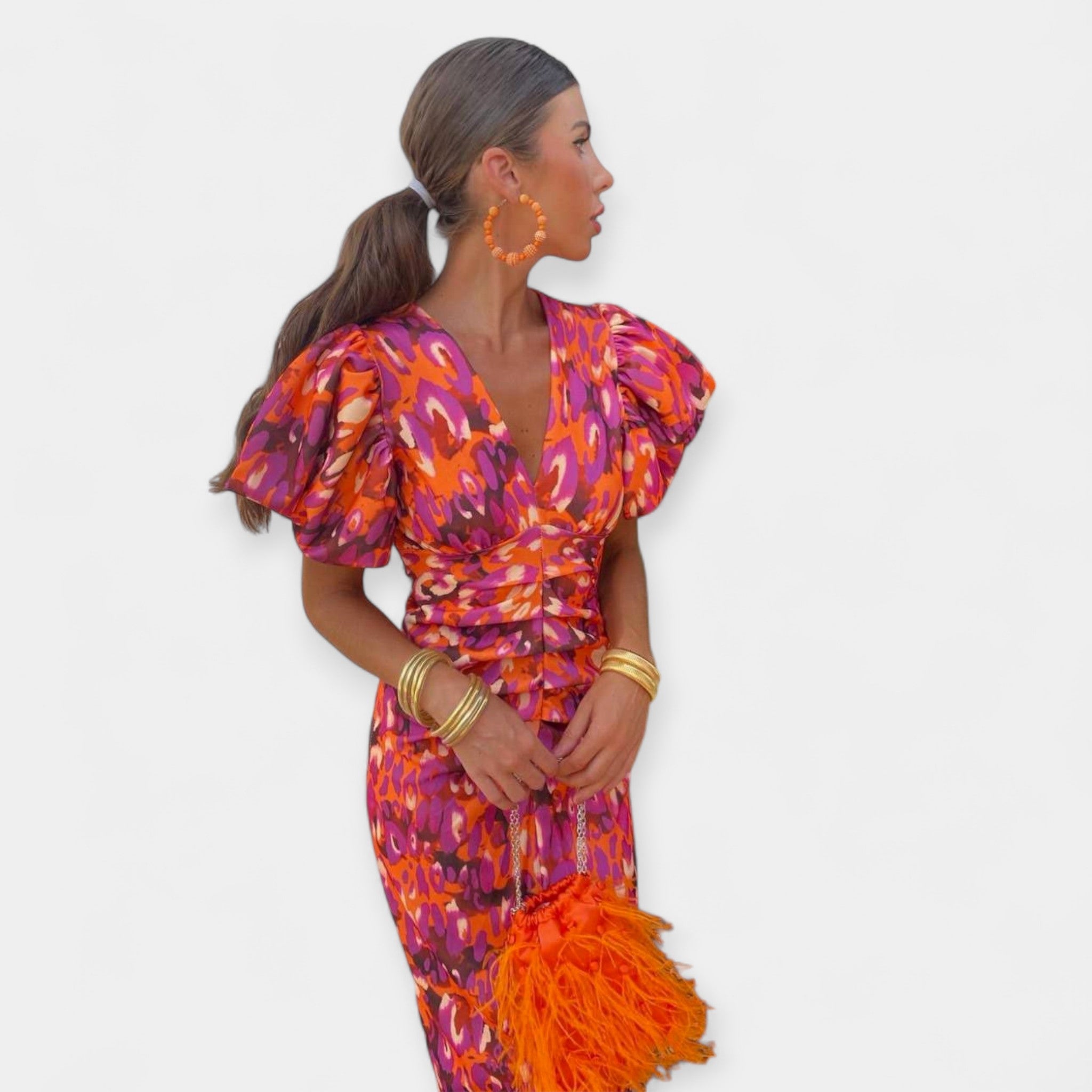 Ruffled Dress with Sleeves