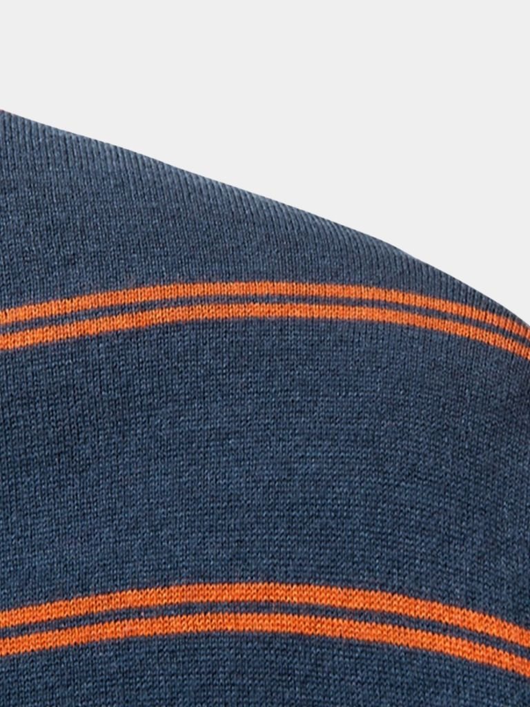 Navy Striped Polo at Sunset - Finley & Family