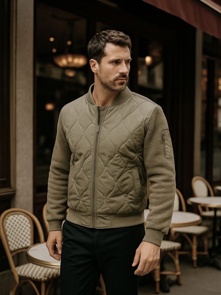Finley & Family Padded Sherpa Sleeve Bomber Jacket