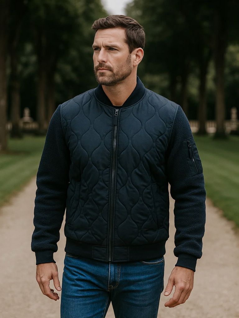 Finley & Family Padded Sherpa Sleeve Bomber Jacket