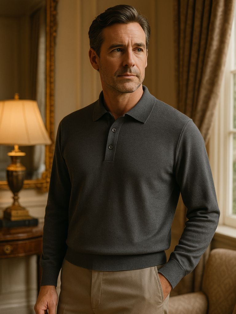 Buttoned Knit Wool Polo Sweater - Finley & Family