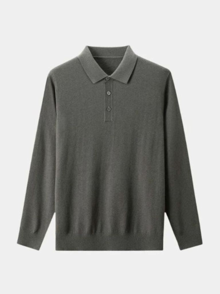 Buttoned Knit Wool Polo Sweater - Finley & Family