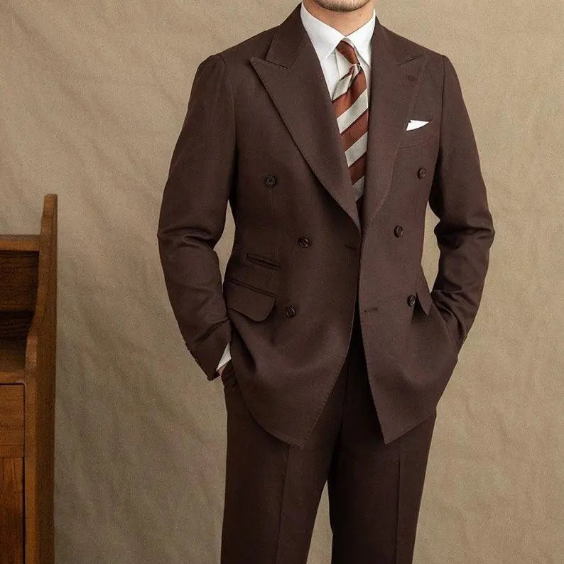 Dark Brown Gabardine Suit (Jacket + Trousers)