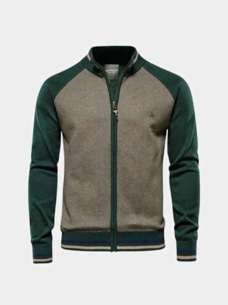 Vibrant High-Neck Wool Cardigan with Zipper - Finley & Family