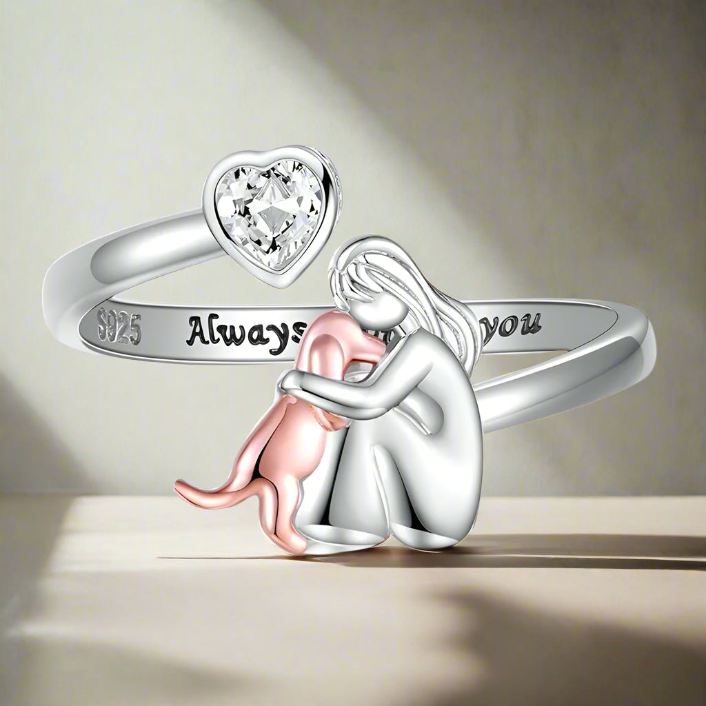 Adjustable Silver Dog Ring – “Always in My Heart” - Laura Gioielli